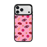 Coque de téléphone AG Feeling Black Edge avec motif lèvres rouges dorées pour iPhone 17, 17 Pro Max, 16 Pro, 15 – Coque magnétique
