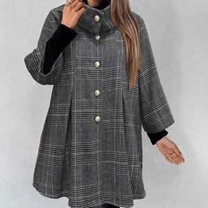 Cárdigan <span class=keywords><strong>Largo</strong></span> con Cinturón, Cuello Mandarín, Estampado a Cuadros, para <span class=keywords><strong>Mujer</strong></span>, Otoño Invierno, Nueva Moda Coreana, Estilo Casual, Cierre de Botones - Product Image 3