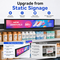 Pantalla LCD Ultra Ancha de 32 Pulgadas, Pantalla Estirada, Señalización Digital, Monitor Publicitario para Estantes de Supermercados y Comercios Minoristas