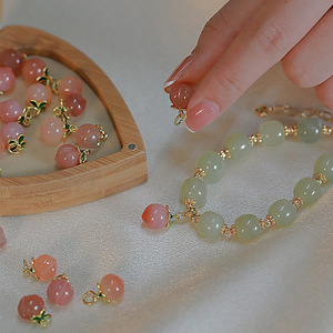 Hetian Jade Bracelet For Women Fruit Shape Peach Agate Jewelry Gift Charm Bracelet - Product Image 3