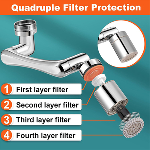 Aérateur de <span class=keywords><strong>robinet</strong></span> d'eau rotatif réglable pour cuisine et salle de bain, extension 1080 °   <span class=keywords><strong>Robinet</strong></span> extensible à bras robotique pivotant avec 2 modes - Product Image 2