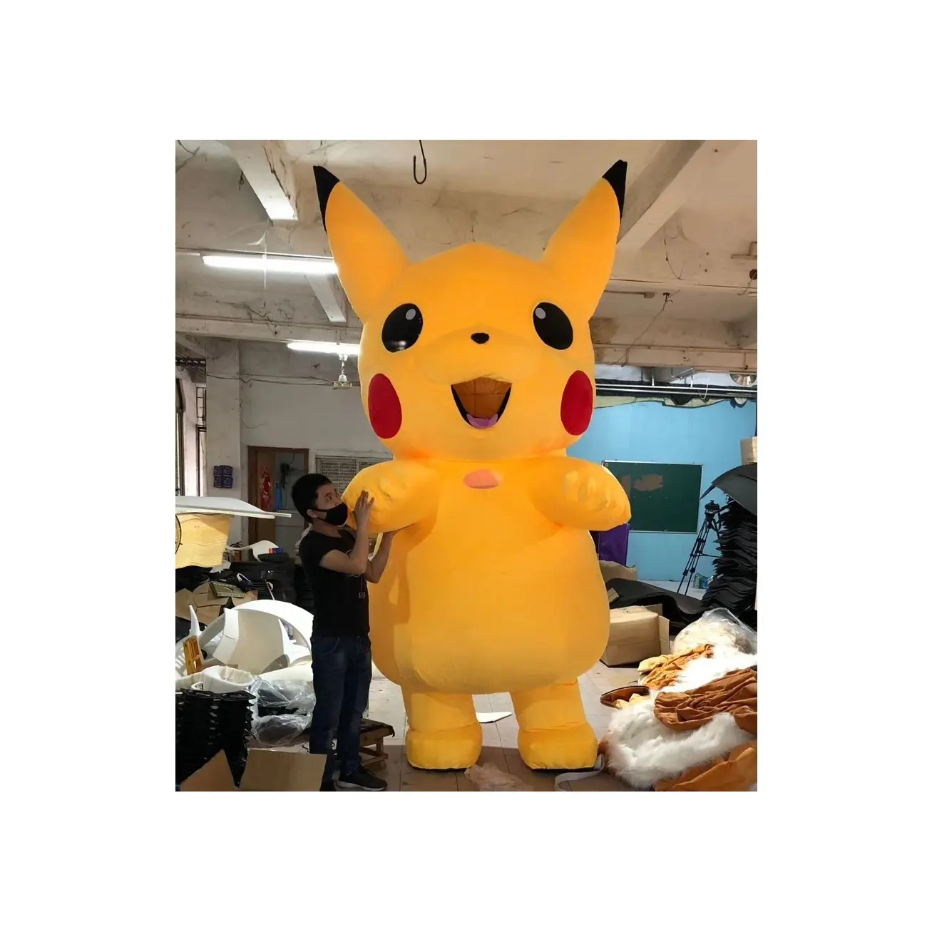 Hüllige Pikachu Maskottchen Cartoon-Puppe hochwertiges Cosplay aufblasbares Pokemon Pikachu Cartoon Maskottchen Kostüm für Erwachsene