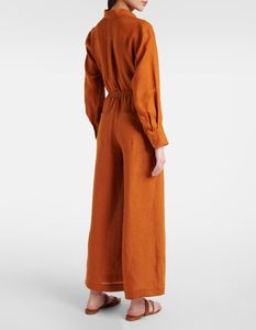 <span class=keywords><strong>Pantaloni</strong></span> Larghi in <span class=keywords><strong>Lino</strong></span> da Donna su Misura in Marrone, <span class=keywords><strong>Pantaloni</strong></span> con Elastico in Vita, Stile Casual, Taglia XL, Vestibilità Comoda per l'Estate - Product Image 1