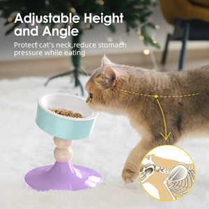 Ajustável e dobrável Cerâmica Pet Bowl Custom Elevated <span class=keywords><strong>Cat</strong></span> Bowl - Product Image 3