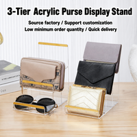 Présentoir à Sacs à Main en Acrylique à 3 Niveaux, Moderne, Résistant à l'Usure, Sans Outil, pour Petits Accessoires de Comptoir – Fourniture Directe Usine