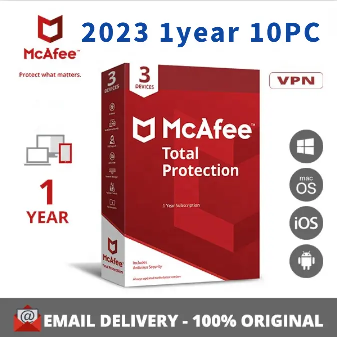 Toàn cầu hoạt động McAfee bảo mật Internet 2023 1 năm 1PC ràng buộc phần mềm bảo mật chính kích hoạt trang web gửi qua email