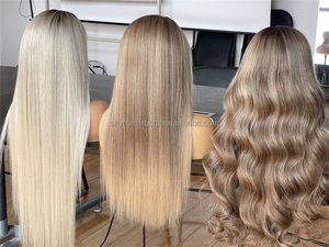 Peluca con malla frontal de cabello humano virgen europeo Balayage transparente sin pegamento prefruncido línea de cabello bebé nudo blanqueado onda del cuerpo larga - Product Image 5