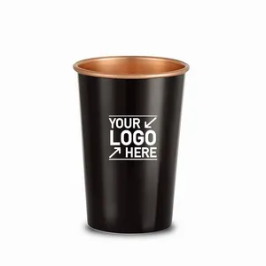 Customized Logo 10oz/300ml Black Aluminum Coffee Mug Aluminum Cup with Printed Logo Aluminum Cocktail Glass Metal Coffee Mug