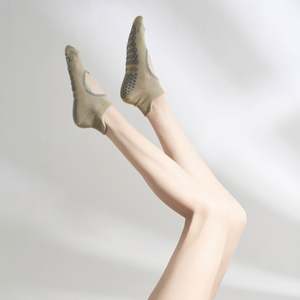 ODM Custom Designed Non-Slip <b>Grip</b> Pilates Knitted <b>Socks</b> with Digital Printed Embroidered Logo Ankle - Product Image 4