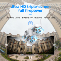 Caméra de surveillance PTZ 8K à 3 objectifs, étanche IP67, avec application, carte SIM 4G sans fil, système audio cloud, pour la sécurité extérieure domestique