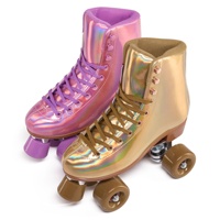 Patins à roulettes quad pour adultes, nouveau style, dessus brillant, résistants à l'usure avec roues en PU, cadre en alliage d'aluminium, personnalisables