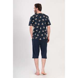 Ensemble de survêtement pour homme CEPLI - Col rond, manches courtes, pantalon capri - Bleu marine - Bleu marine - Product Image 4