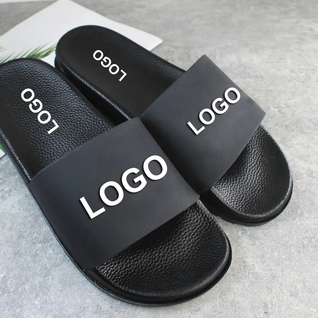 Sandal geser polos slider uniseks dewasa kustom, Sandal pria selop kustom, Sandal selop Logo kustom mode