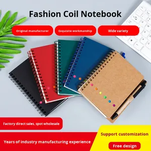 Reliure spiralée à anneaux doubles 5 couleurs personnalisées Bloc-notes A6 PET Ensemble de stylos pour carnet de notes couverture rigide - Product Image 2