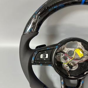 R-Line พวงมาลัยหุ้มหนังคาร์บอนไฟเบอร์ครึ่งเดียวสำหรับ VW Volkswagen POLO Golf <span class=keywords><strong>5</strong></span> 6 7 <span class=keywords><strong>MK</strong></span> 7GTI <span class=keywords><strong>Jetta</strong></span> Tiguan Passat B7 B8 - Product Image 5