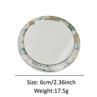Miroir de poche en acétate, motif marbré écaille de tortue, mini miroir rond simple face, miroir de maquillage compact portable pour femme, cadeau