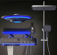 Système de douche cascade LED gris anthracite de luxe Samtou avec contrôle thermostatique, ensemble de douche pluie à changement de couleur en laiton pour hôtel
