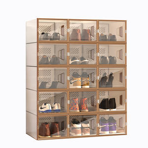 Caja Organizadora de Zapatos Plegable, Apilable, de Fácil Montaje, con Puerta Lateral Abatible, para Guardar Zapatillas Deportivas, Personalizable, Muy Popular - Product Image 1