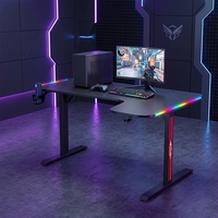Escritorio de juegos con luz LED RGB grande y moderno, mesa de esquina de Metal en forma de L, mesa de Juegos de ordenador de escritorio moderna