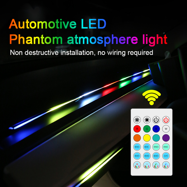 APP RGB Full Color Streamer Car Ambient Lights RGB 64 Color Universal LED Interior Hidden Acrylic Strip Symphony Atmosphere Lamp