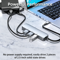 Hub USB 3.0 de 3 Puertos con Ethernet Gigabit de 1000 Mbps, RJ45, Tipo C, de Aluminio, con Cable, Tarjeta de Red Externa, Estación de Acoplamiento, Listo para Enviar