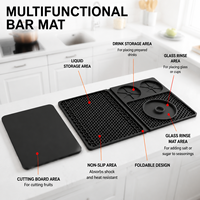 Tapis de bar 4-en-1, accessoires de bar pour la maison, tapis à cocktails multifonctionnel pour comptoir avec planche à découper pour le barman, tapis de bar pour la maison