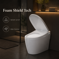 WC intelligent compact allongé avec télécommande et évacuation en S pour ventilation électrique en caravane et salle de bain moderne