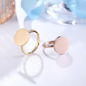 Custom Personalized Stainless Steel <b>Rings</b> Engrave logo Round Shape Rose Gold <b>Ring</b> <b>Blanks</b> - Product Image 1
