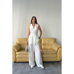 Ensemble gilet et pantalon en tissu imprimé fraises pour femme, blanc, au-dessus du genou, tenue 2 pièces avec short - Product Image 3