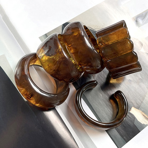 Brazalete de Resina Acrílica con Forma de C Ancha, Estilo Francés, Exagerado, Abierto, para Mujer - Product Image 4