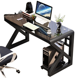 Escritorio de ordenador moderno de vidrio <span class=keywords><strong>templado</strong></span>, <span class=keywords><strong>mesa</strong></span> de <span class=keywords><strong>estudio</strong></span> económica para el hogar y la oficina para estudiantes con panel de estilo de madera - Product Image 6