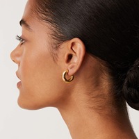Accessoires de mode bijoux grosses boucles d'oreilles en forme de c plaqué or en acier inoxydable femmes manchette bijoux boucle d'oreille
