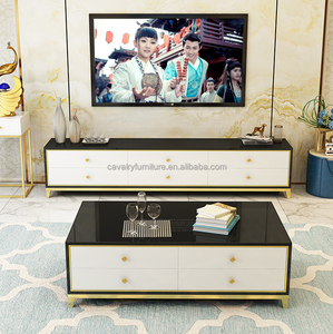 Nordic style luxury living room TV cabinet/TV table/stainless steel legs TV stand with drawer wooden modern side cabinet