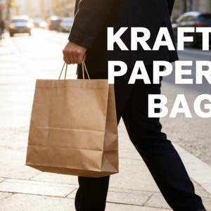 Bolsa de Papel Kraft Biodegradable en Stock para Regalo y Compras con Asa Retorcida y Asa Troquelada - Product Image 1