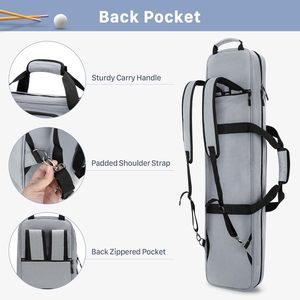 New Durable Custom 4x5 <b>Pool</b> Cue Case, Billiard <b>Stick</b> Carrying Case Holds 4 Butts and 5 Shafts, Soft <b>Pool</b> <b>Stick</b> Bag - Product Image 5