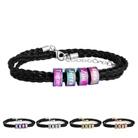 Bracelet en acier inoxydable tressé personnalisé avec nom et date, bracelet pour homme, bijoux inspirants, cadeau motivant pour homme