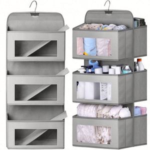 Foldable 6 Tier Shelf Hanging Closet Organizer, 6 Shelves Closet Hanging Shelf with 2 Sturdy <b>Hooks</b> for Storage - Product Image 1