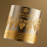 Étiquettes Métalliques Personnalisées pour Bouteilles de Vin, de Luxe, en Feuille d'Aluminium Doré Gaufré pour Vin Rouge et Whisky
