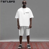 Ensemble de vêtements de sport pour hommes avec impression de logo personnalisé, ensemble décontracté en deux pièces, t-shirt et short de couleur unie pour l'été, tenues de sport