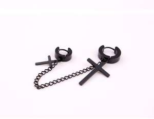 Mode Hip Hop Punk Hommes Boucles <span class=keywords><strong>D</strong></span>'oreilles En Acier Inoxydable 316L Dangle Boucles <span class=keywords><strong>D</strong></span>'oreilles Hoop Croix Boucles <span class=keywords><strong>D</strong></span>'oreilles - Product Image 4