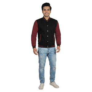 Veste universitaire pour homme, confectionnée avec un tissu de haute qualité et des empiècements en cuir, confortable à porter, grandes tailles, produit de haute qualité. - Product Image 1