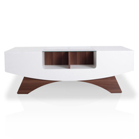 NOUVEAU panneau de particules papier PU finitions style chic table basse ultramoderne à deux tiroirs latéraux avec verre trempé