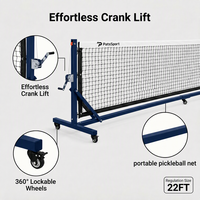 Roues de filet de pickleball avec tendeur à manivelle sans effort, filet en PE noué de 22 pieds, cadre anti-rouille, bord imperméable PATS SPORT