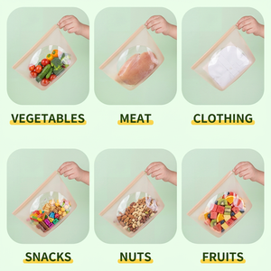 Magnetic <b>Reusable</b> Eco-Friendly Minimalist Square Folding Multifunction Silicone <b>Food</b> Storage Bag <b>Pouch</b> <b>Food</b> Grade Safe Platinum - Product Image 5