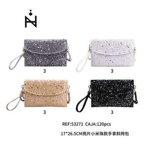 BOLSO de mano con lentejuelas y cuentas de 17x26.5 cm, bandolera - Product Image 1