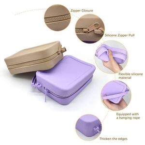 Trousse de Maquillage de Voyage en Silicone Violet, Petite Pochette Cosmétique Portable Étanche avec Fermeture Éclair, Portefeuille Court Unisexe pour Pinceaux - Product Image 3