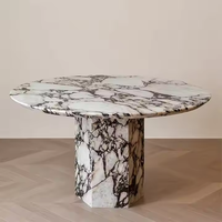 Table à manger ronde en marbre artificiel Calacatta Viola de style nordique moderne pour la maison, les restaurants, les appartements, le luxe