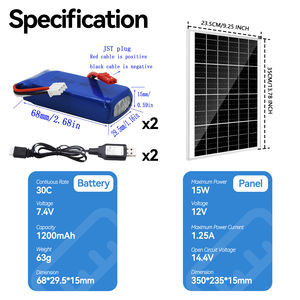 โซลาร์ 18650 3.7V 1200mAh แบตเตอรี่ลิเธียมไอออน 15W 12V แบตเตอรี่ชาร์จพลังงานแสงอาทิตย์สำหรับอีไบค์ RC ยานพาหนะโดรน - Product Image 5