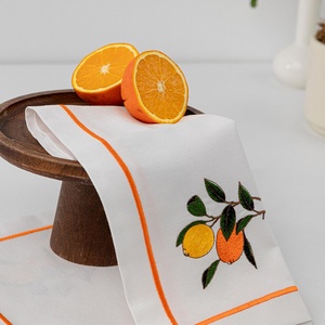Custom LOGO Embroidered Handmade <b>Cloth</b> Pure Cotton <b>Linen</b> Napkins Wedding 100% <b>Linen</b> Embroidery Placemat Scallop Edge - Product Image 1