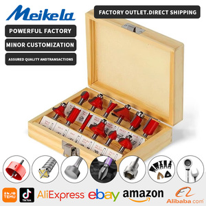MeiKeLa 12 pièces/ensemble fraises à bois <span class=keywords><strong>8mm</strong></span> tige carbure mèches pour gravure sur bois outils de coupe pour cadre - Product Image 1